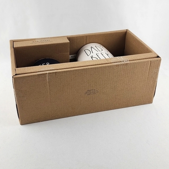 Rae Dunn Coin Bank "Beer Fund" & Beer Stein "Dad's Beer" 2 Piece Set Navy White - Picture 7 of 8